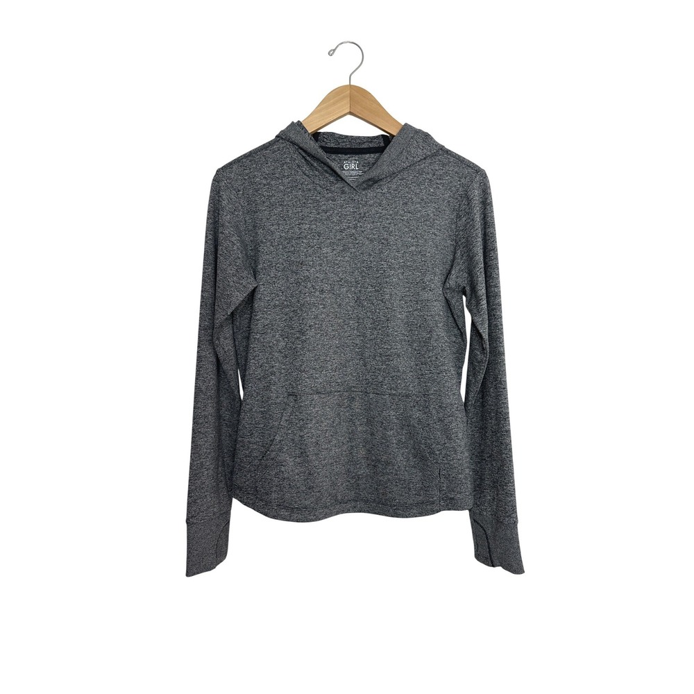 Athleta‎ Girl Uptempo Hooded Top Size XL Gray Pullover Stretch Active Casual